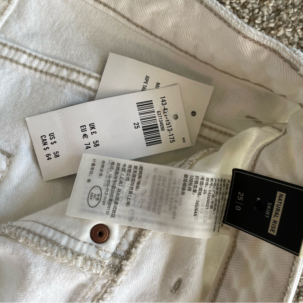 Abercrombie & Fitch White Denim Skirt Button Closure Natural/Hi Waist Sz 25 / 0 - Picture 10 of 11